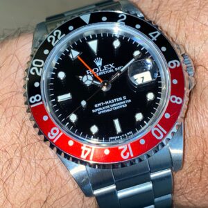 ROLEX GMT MASTER II 16710 ROMAN DIAL “COKE BEZEL”, SERIAL W, YEAR 1995, SUPERB CONDITION, BOX&PAPER