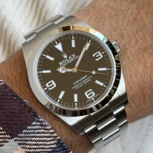 ROLEX EXPLORER 1 214270 BLACK ARABIC DIAL 3-6-9, LIKE NEW, FULL SET, YEAR 2017, CHROMALIGHT LUMINESCENCE, MK2 DIAL